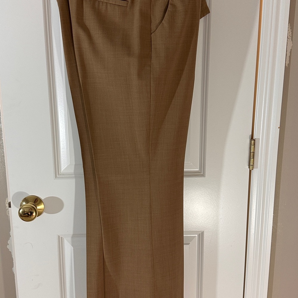 Anne Klein Petite Size 10 Asymmetrical Jacket & Pant Suit – Classic Khaki Elegan - Picture 3 of 4